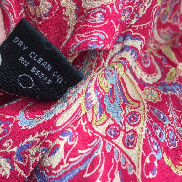 VTG Express red paisley silk chiffon 3/4 sleeves - Picture 4 of 7
